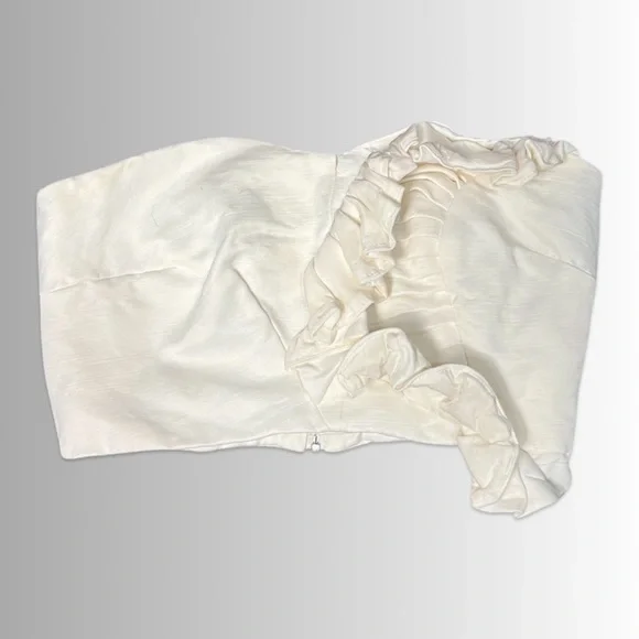 AMUR Linen/Viscose Blend White Halter Top, Back Zip, Size Small - Picture 2 of 5